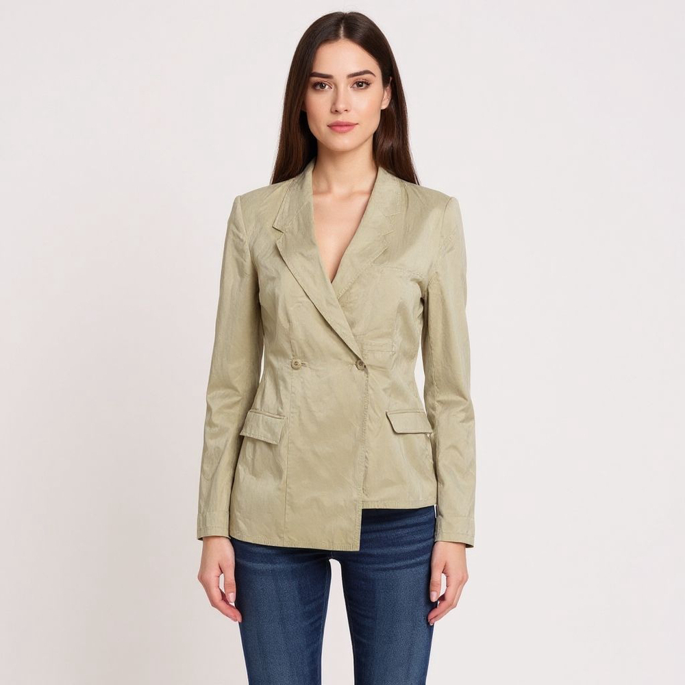 Linea S Ivan Grundahl Beige Asymmetrical Blazer Jacket - Size 8